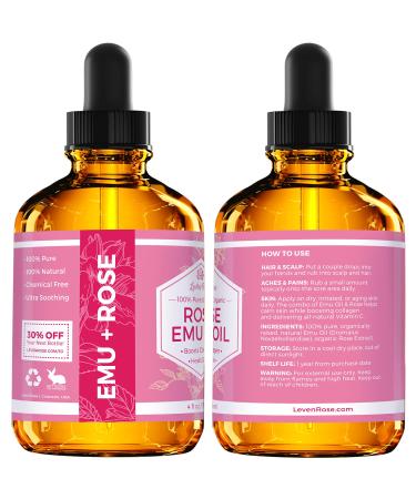 Leven Rose Rose Emu Oil 4 oz - Natural Emu Oil with Rose Extract - Buy Online on SooperMarket.com