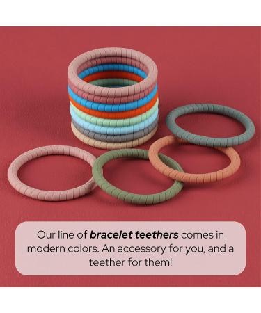 Sensory Silicone Teether Toy with Safety Bracelet - Baby Teething Ring | Food Grade Silicone | BPA & Phthalate-Free | Blue/Orange/Mint/Light Blue - Buy Online on SooperMarket.com