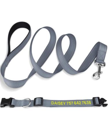 Personalized Reflective Dog Collar & Leash Set - Tagme XS Gray 1.5m Double-Sided Leash for Small Dogs - International Shipping Available - Buy Online on SooperMarket.com