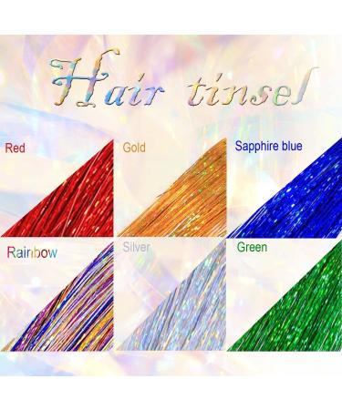 47 Inches Hair Tinsel Kit: 1200 Strands in 6 Colors - Sparkling Shiny Extensions for Colorful Glitter Hair - Includes Tools - Buy Online on SooperMarket.com