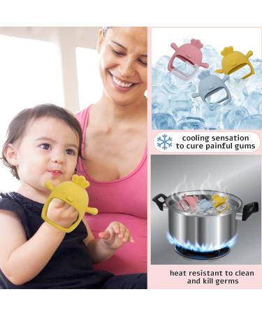 Chick Shape Baby Teething Toys | Food-Grade Silicone Teether for Soothing Pain Relief | Easy-to-Grip Baby Chew Toy (Dark Pink) - Buy Online on SooperMarket.com
