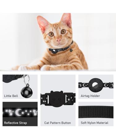 Simket Airtag Cat Collar - Reflective & Waterproof with Safety Buckle | 3/8 Width | Apple Airtag Compatible | Black - Buy Online on SooperMarket.com