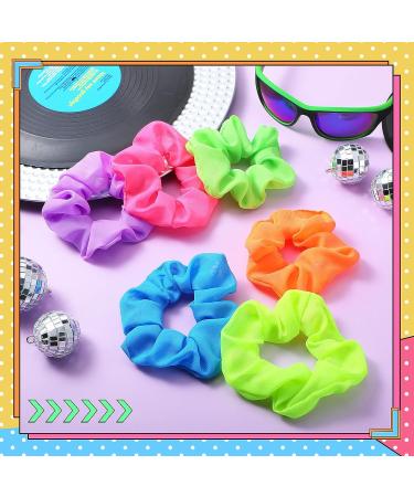 Yunlly 80s Neon Scrunchies - 96 Pcs Hair Ties for Women | 6 Colors - Buy Online on SooperMarket.com