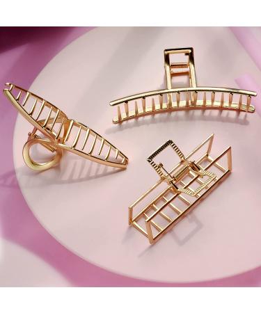 6 Pack Large Metal Hair Claw Clips - Non-slip Gold & Silver Fashion Accessories for Women - Buy Online on SooperMarket.com