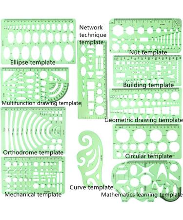 CFTfabMS 15Pcs Geometric Stencils Drawing Templates with Geometry Set - Circle, Curve, Shape Stencils with Case - Drafting Tools for Drawing Design School - Buy Online on SooperMarket.com