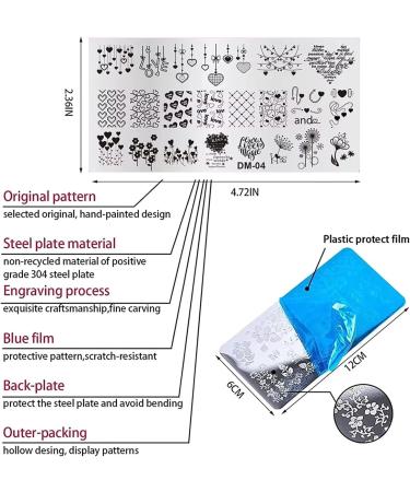 RUNRAYAY Nail Art Image Stamping Plates Valentine'S Day Love Heart Flower DIY Manicure Template Image Plate for DIY Nail Art - 6 x 12Cm B - Buy Online on SooperMarket.com