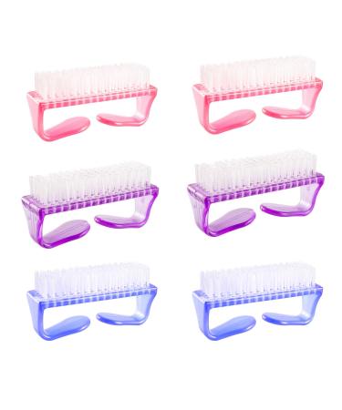 SUNTRADE Men Women Handle Grip Nail Brush Hand Fingernail Nail Brush Scrubbing Kit Pedicure for Toes and Nails Set of 6