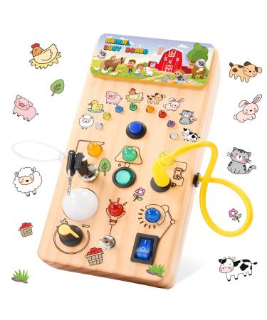 Happygolucky Montessori toys from 1 2 3 years children's toys busy board wooden toys leather light switch toys educational toys games gifts for babies toddlers young Easter gifts children animal
