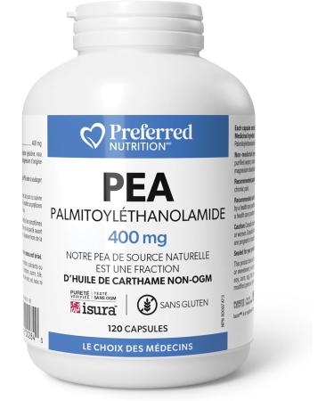Preferred Nutrition PEA (Palmitoylethanolamide) 400mg 120 capsules Fractionated non-GMO Safflower Seed Oil Micronized High absorption Helps relieve chronic pain - Buy Online on SooperMarket.com