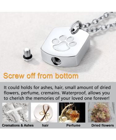 U7 Ladies Cremation Urn Necklace - Celtic Knot Dog Feet Wings & Crucifix | Stainless Steel Cylinder Pendant for Ashes - Memorial Jewelry for Men & Women - Buy Online on SooperMarket.com