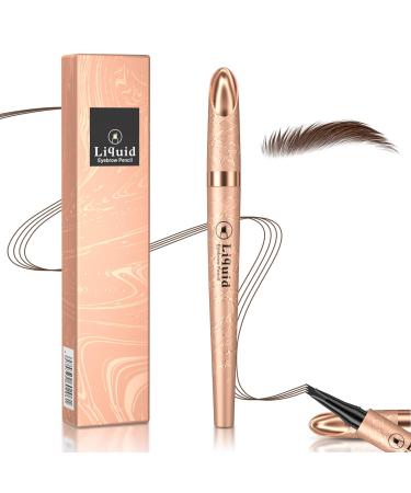 Ey brow pencil waterproof eyebrow pen wiped-resistant liquid eyebrow pencils quickly drying and durable welding-proof effortlessly create natural eyebrow form (B-dark brown)