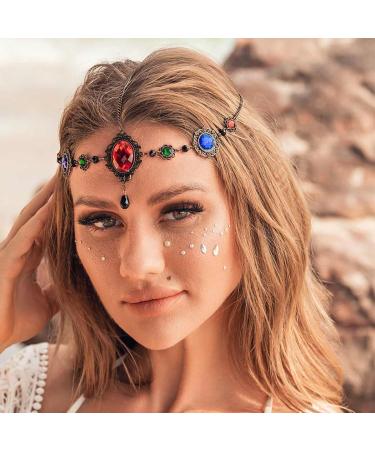Zoestar Vintage Head Chain Gold Crystal Headpiece Baroque Forehead Tassel Headband Halloween Festival Costume Hair Accessories for Women and Girls - Buy Online on SooperMarket.com