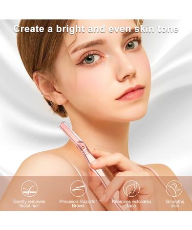 Dermaplane Razor Kit - Reusable Handle & 5 Blades for Facial Hair Removal Eyebrow Shaping & Exfoliation - Rose Gold - International Shipping - Buy Online on SooperMarket.com