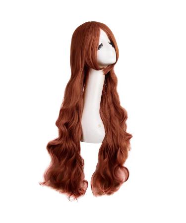 MapofBeauty 32 Fashion Long Curly Ginger Orange Anime Wig with Side Bangs - Perfect Cosplay Accessory - Buy Online on SooperMarket.com