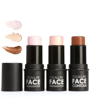 Contour Sticks Face Highlighter Makeup Bronzer Concealer Cream 3D Shimmer Highlight Contouring Stick Long Lasting Set 3 pcs