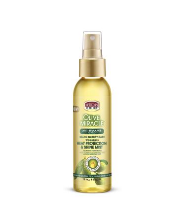 African Pride Olive Miracle Weightless Heat Protection & Hair Shine Mist Fights Humidity & Shields Against Heat Damage Enriched with Olive & Tea Tree Oils 4 oz Single