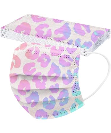 50 Pack Colorful Leopard Cheetah Disposable Face Masks for Women - Breathable 3 Ply Filter Face Protective Dustproof Anti-droplets Bandanas for Adults Men - Mixed Designs - Buy Online on SooperMarket.com