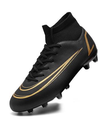 ASOCO DREAM soccer shoes Men High-Top Stollen Football Shoes Children Boys Professional Training Shoes Sports Shoes Outdoor Athletics Football Shoes 36 EU Black