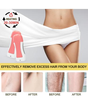 Honey Wax Roller Hair Removal Kit for Sensitive Skin | Soft Wax Warmer with 2 Cartridges, 10 Wipes, 100 Wax Strips - Pink - Buy Online on SooperMarket.com