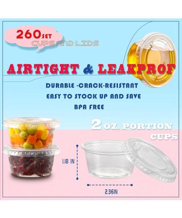 260 Sets 2oz Jello Shot Cups with Lids - Stackable Plastic Containers for Parties, Trips, and Lunch - Airtight Portion Cups for Salad Dressing, Dipping Sauces, and Condiments - Buy Online on SooperMarket.com