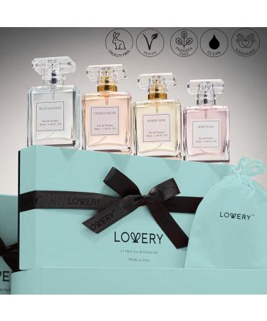 Valentines Gifts for Women Perfume for Women Women's Perfume Gift Set - 4pc Sampler With Vanilla Musk Amber Noir Blue Lagoon & Mary Rose Fragrances - Large Bottle of Floral Parfum Made in France Teal Set - Buy Online on SooperMarket.com