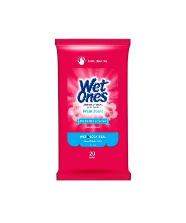 Wet Ones AntibacterialHand Wipes Fresh Scent Wipes | Travel Wipes Case Antibacterial Wipes| 20 ct. Travel Size Wipes