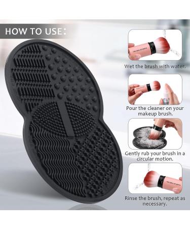 Norate Makeup Brush Cleaner Set - Silicone Cleaning Mat & Cleanser for Brushes and Tools | Stocking Stuffers for Women - Black - Buy Online on SooperMarket.com