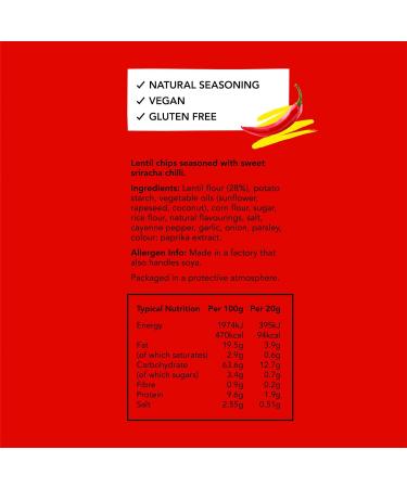 PROPER Lentil Chips Sweet Sriracha Chilli 85g - Vegan & Gluten-Free Snack Sharing Bag - Buy Online on SooperMarket.com