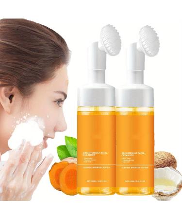 Turmeric Facial Cleanser Foaming Face Wash Turmeric Facial Wash Deep Cleaning Moisturizing Easy To Use Turmeric Foaming Face Wash Turmeric Foaming Cleanser for All Skin (100ml/ 2bottels)