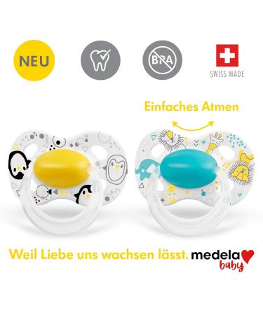 Medela Baby Original Pacifiers - 2 Pack for 6-18 Months - Yellow & Turquoise - International Shipping Available - Buy Online on SooperMarket.com