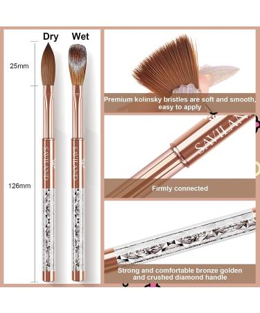 Saviland Size 16 Kolinsky Acrylic Nail Brush - Bronze Gold Handle - For Acrylic Powder - Professional Quality #16 - Buy Online on SooperMarket.com