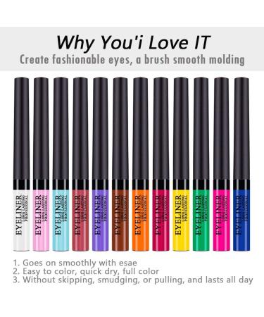 Matte Liquid Eyeliner Set - 12 Colors, Waterproof & Long Lasting for Women/Girls - Buy Online on SooperMarket.com