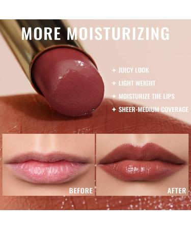 Oulac 2-in-1 Lipstick & Lip Balm - Juicy Shiny Lip Care for Smooth Hydrated Lips | Vegan Plummy Terracotta - Buy Online on SooperMarket.com