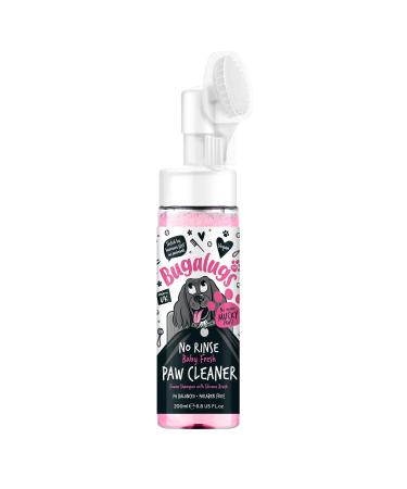 BUGALUGS Dog Paw Cleaner No Rinse Foam Cat & Dog shampoo with Silicone Brush Head waterless grooming products. Travel friendly paw cleaner for dogs defeat muddy paws on the go (Baby Fresh)