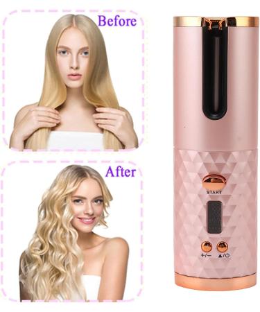 Automatic Curling Iron Cordless Hair Curler USB Rechargeable Hair Curling Wand Portable Electric Curling Iron with Digital Display for Hair Styling Fast Heating Hair Styling Tool - Buy Online on SooperMarket.com