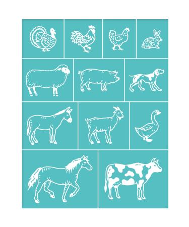 OLYCRAFT 2Pcs Silk Screen Stencils Self-Adhesive Silk Screen Printing Stencils Farm Animal Theme Screen Printing Template for Painting on Wood-220x280mm Animal Pattern