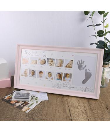 Mikytoper Baby Hand and Footprint Kit Baby Framed Photo Kit Anniversary Growth Record Baby Gifts Reusable Ink Cartridge Photo Frame (Pink) - Buy Online on SooperMarket.com