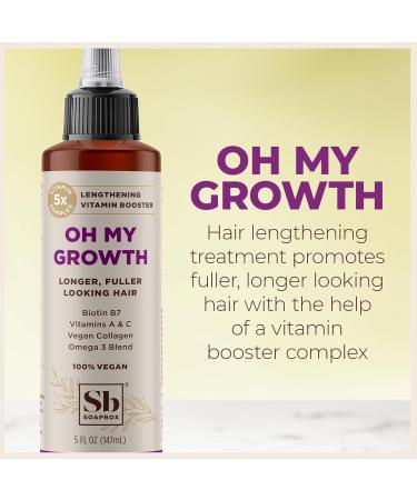 Soapbox Oh My Growth Lengthening Vitamin Booster Treatment - Biotin Vegan Collagen & Vitamins A & C 5oz | Vegan & Cruelty-Free Hair Growth Solution for All Hair Types - Buy Online on SooperMarket.com