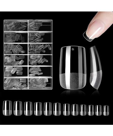 240 pieces of fake nails short nail tips 12 sizes half-matted manicure artificial nail tip nails nails tips for beginners manicure salons short square short square-240pcs