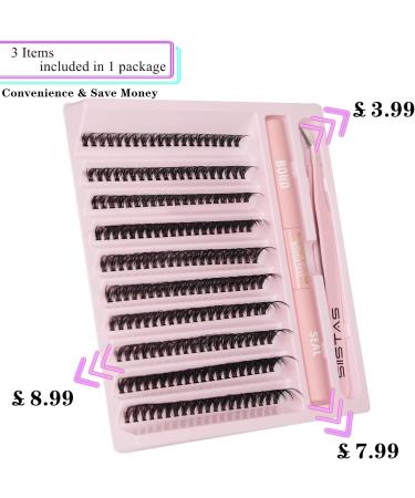 DIY Lash Extension Kit: 200pcs D Curl Volume Cluster Eyelashes with Lash Bond, Seal, and Tweezers - At-Home Individual Lash Extension Kit (40D) - Buy Online on SooperMarket.com