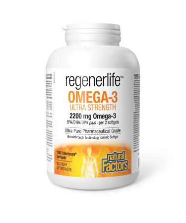 Natural Factors Regenerlife Omega-3 Ultra Strength 150 Enteripure Softgels High-potency Omega-3 with EPA DHA and DPA for Cardio and Cognitive Support No Fishy Aftertaste