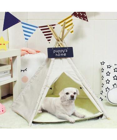 Pet Teepee Dog & Cat Bed with Cushion & Blackboard Chalk | Cozy Pet Tents & Houses - Buy Online on SooperMarket.com