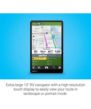 Garmin RV 1095  Extra-Large  Easy-to-Read 10 GPS RV Navigator  Custom RV Routing  High-Resolution Birdseye Satellite Imagery  Directory of RV Parks and Services  Landscape or Portrait View Display 10" - Buy Online on SooperMarket.com