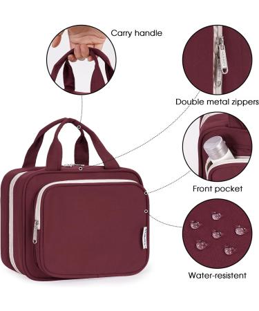 Narwey Hanging Travel Toiletry Bag for Women - Wine Red (Large) | Organizer for Cosmetics, Makeup, and Travel Size Accessories - Buy Online on SooperMarket.com