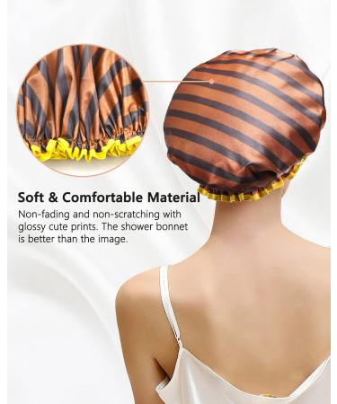 Buy Mikimini 2-Pack Waterproof Shower Hoods - Stylish & Reusable for Women Men Girls & Children | Golden Stripes Design - Buy Online on SooperMarket.com