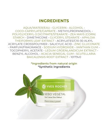 Yves Rocher Zero Blemish Gel Cream for Oily Acne Prone Skin | Mattifying & Pore Tightening | 1.6 fl oz - International Shipping Available - Buy Online on SooperMarket.com