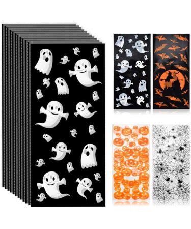 ERKOON 200 pcs Halloween Treat Bags Halloween Cellophane Candy Bags Spider Web Bat Ghost Pumpkin Gift Bags with 250 Twist Ties Kids Party Candy Bags for Halloween Party Supplies - Buy Online on SooperMarket.com