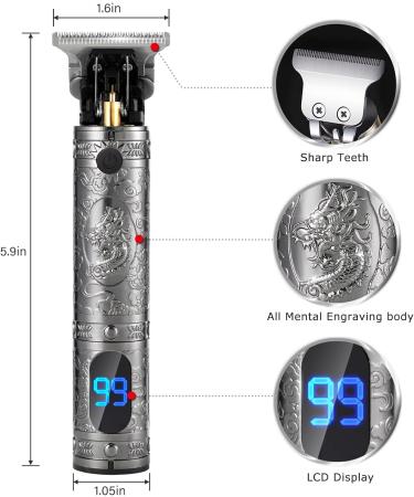 Ten-Tatent Professional Hair Clippers for Men - Cordless Beard Trimmer with T-Blade, Precision Cutting and Zero Gapped Grooming Kit in Grey - Buy Online on SooperMarket.com