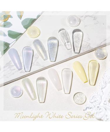 MEET ACROSS 6-Piece White Nail Polish Set - Milky White, Nude, Shimmer Glitter, Sheer Jelly Gel Colors - Buy Online on SooperMarket.com