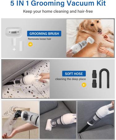 HOPET Pet Grooming Vacuum Kit - Wireless Dog Hair Remover & Cat Deshedding Brush with Powerful Suction - Buy Online on SooperMarket.com